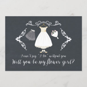 Stylish Chalkboard Will You Be My Flower Girl Card