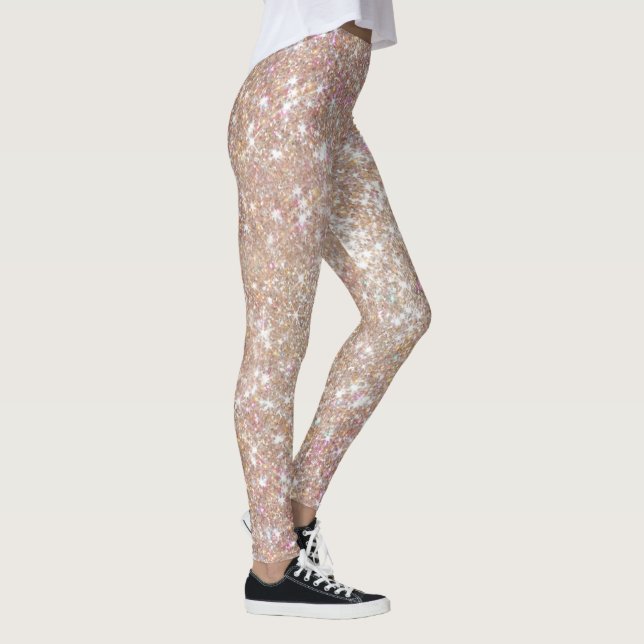 Stylish Champagne Girly Glitter  Leggings (Right)