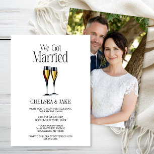Stylish Champagne Glasses Wedding After Party Invitation