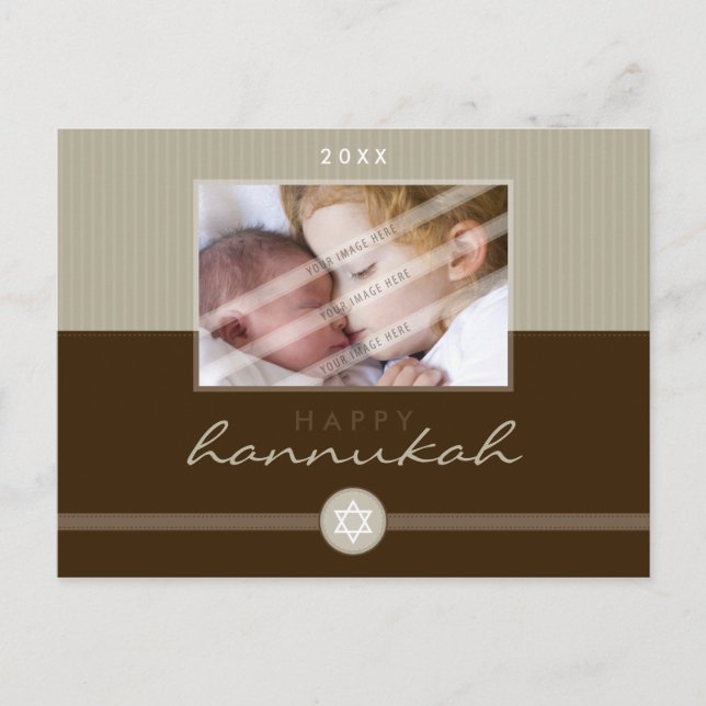 STYLISH CHANUKAH POSTCARD :: stripedstitch 2L (Front)