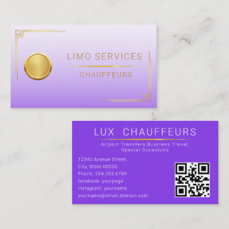 Stylish Chauffeur Professional Limo Driver QR CODE Business Card
