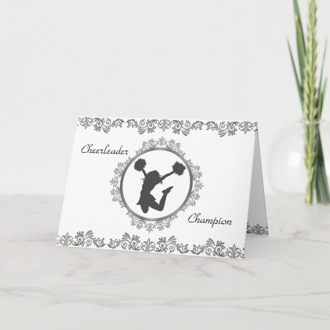 Stylish Cheerleader Champion Inspirational Quote Card (Front)