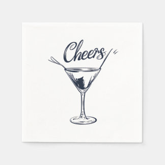 Stylish "Cheers" Cocktail Napkins
