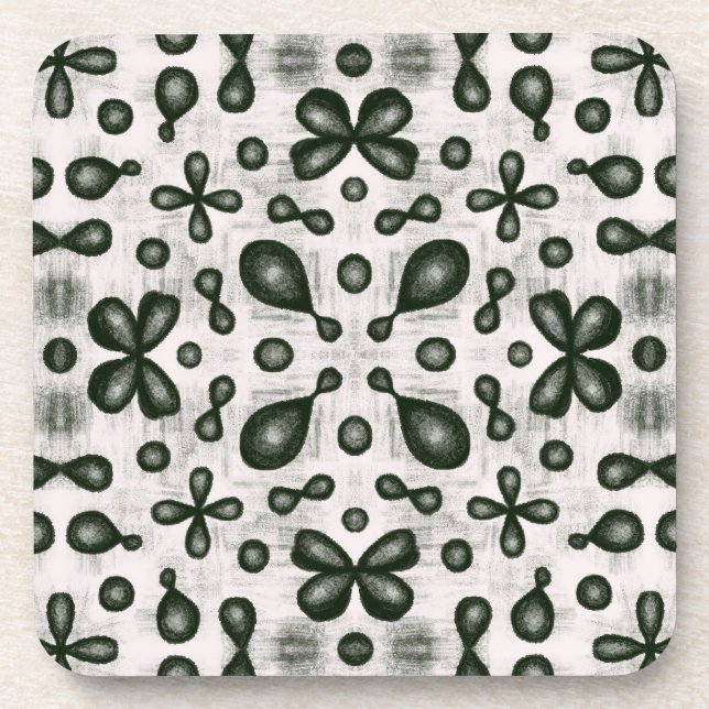 Stylish Chemistry Pattern In Black And White Coaster (Front)
