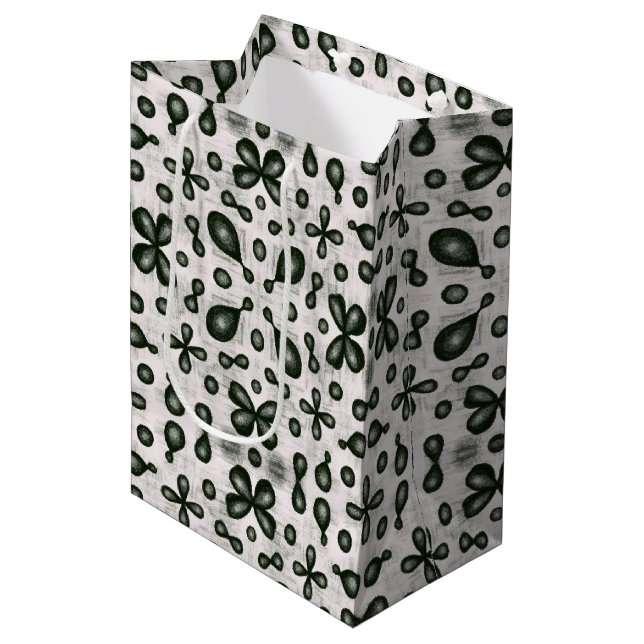 Stylish Chemistry Pattern In Black And White Medium Gift Bag (Front Angled)
