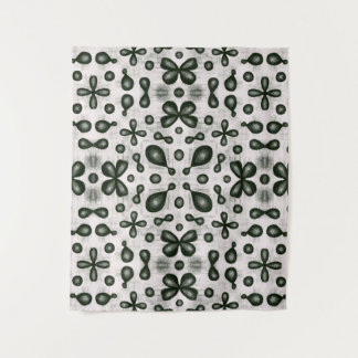 Stylish Chemistry Pattern In Black And White Tapestry