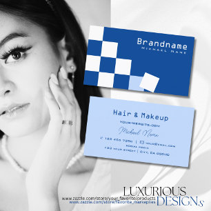Stylish Chequered Blue and White Professional Cool Business Card