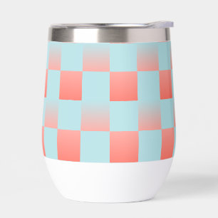 Stylish chequered gradient powder blue coral pink