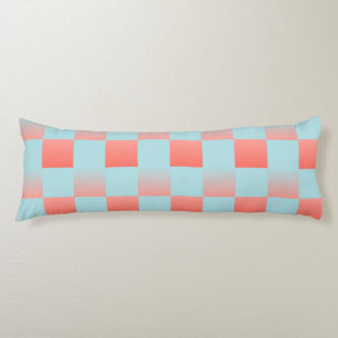 Stylish chequered gradient powder blue coral pink body cushion