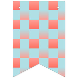 Stylish chequered gradient powder blue coral pink bunting