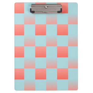 Stylish chequered gradient powder blue coral pink clipboard