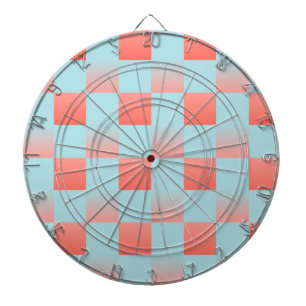 Stylish chequered gradient powder blue coral pink dartboard