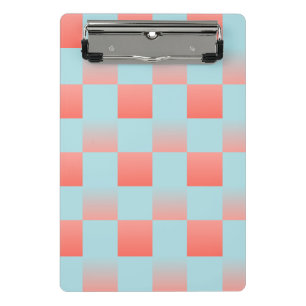 Stylish chequered gradient powder blue coral pink mini clipboard