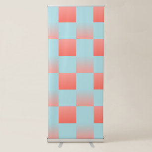 Stylish chequered gradient powder blue coral pink retractable banner