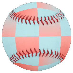 Stylish chequered gradient powder blue coral pink softball