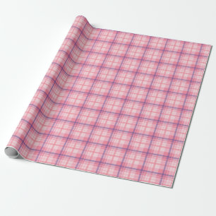 Stylish Chequered Pattern Of Red Pink Blue Wrapping Paper