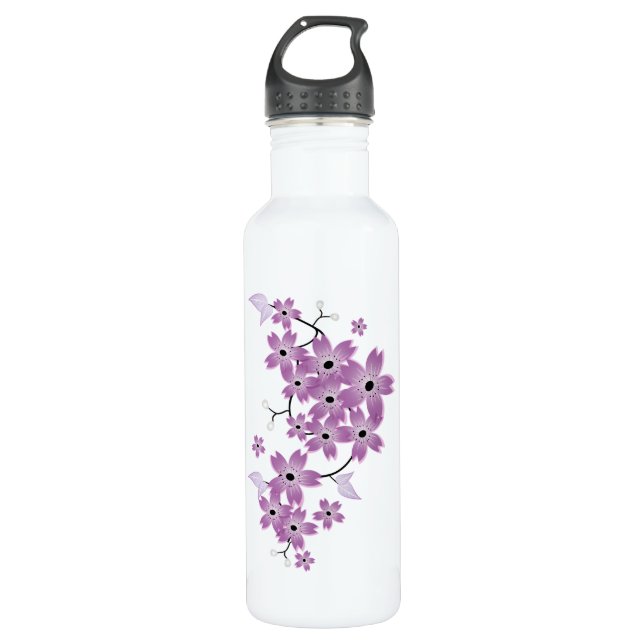 Stylish Cherry Blossom Aluminium 710 Ml Water Bottle (Front)