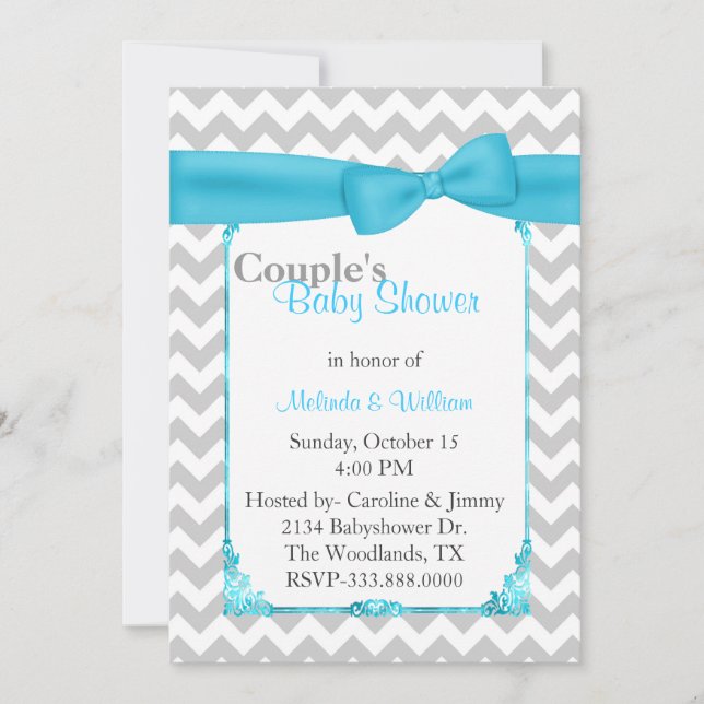 Stylish Chevron Couple's Baby Shower Invitation (Front)