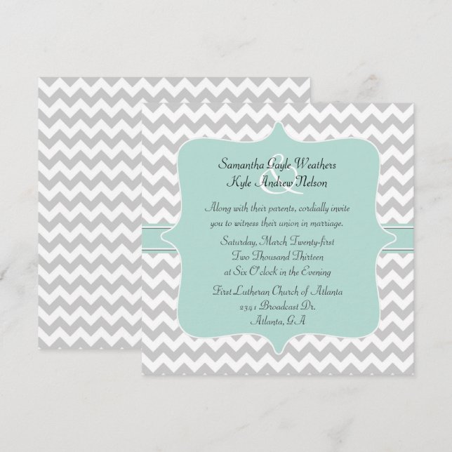 Stylish Chevron Square Wedding Invitation (Front/Back)