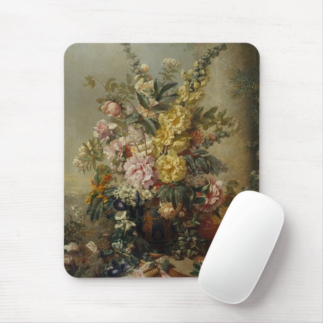 Stylish Chic Antique Floral Still Life Painting Mouse Mat (With Mouse)