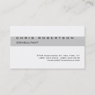 Stylish Chic Black White Grey Stripe Business Card