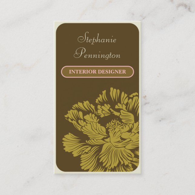 Stylish chic brown interior designer business card (Front)