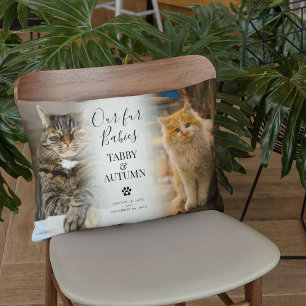 Stylish Chic Cat Memorial 2 x Photo Pet Keepsake Lumbar Cushion