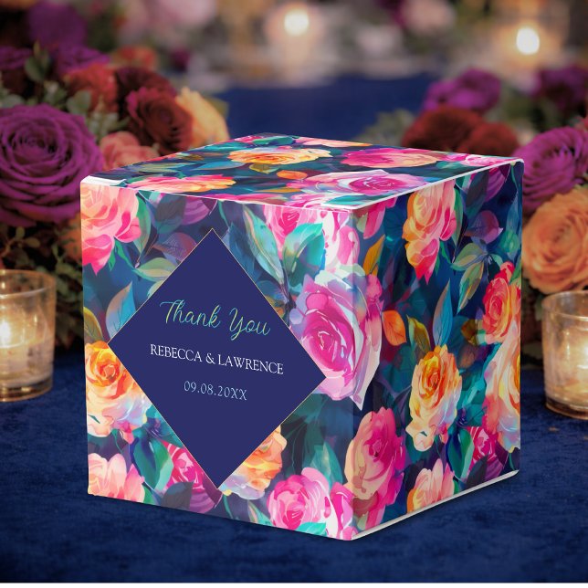 Stylish chic Colourful flowers wedding Favour Box (Creator Uploaded)
