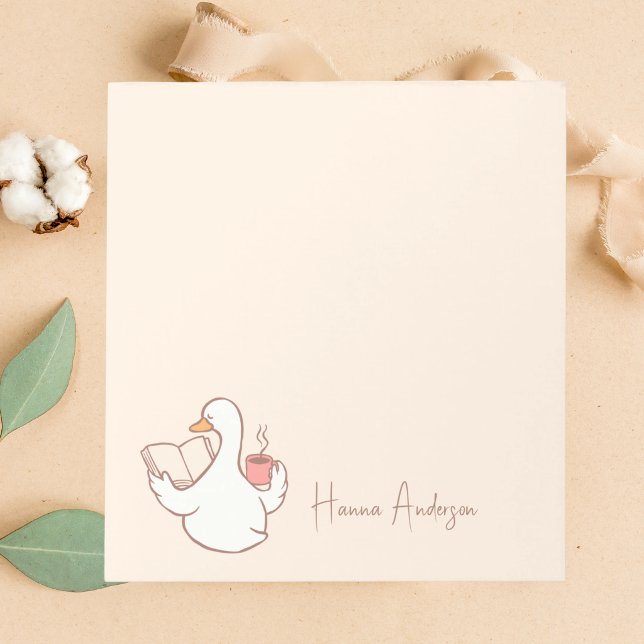 Stylish Chic Cute Goose & Coffee Modern  Notepad (Creator Uploaded)