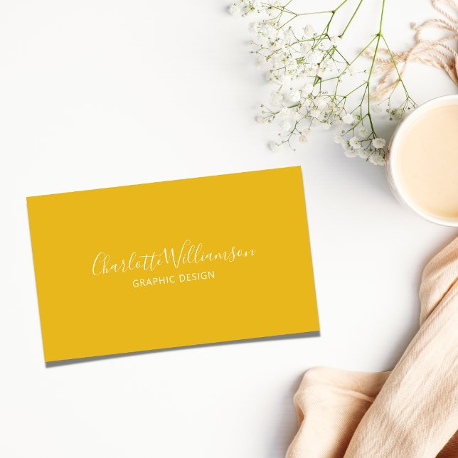 Stylish Chic Elegant Monogram Minimalist Yellow Business Card (Creator Uploaded)