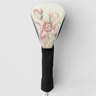 Stylish Chic Flamingo Monogram Personalised Golf Head Cover