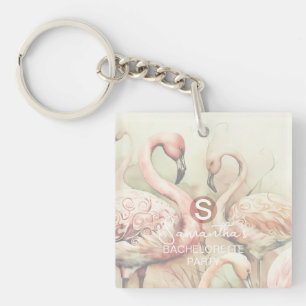 Stylish Chic Flamingo Monogram Personalised Key Ring