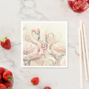 Stylish Chic Flamingo Monogram Personalised Napkin