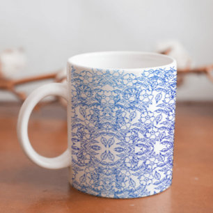 Stylish chic Flower blue Gradient on white Coffee Mug