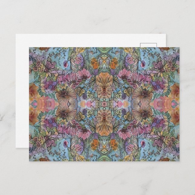 Stylish Chic Flower Garden Watercolor Painting  Postcard (Front/Back)
