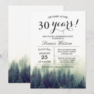 Stylish Chic Forest Pine Trees Retirement Party Invitation