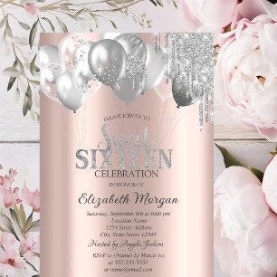 Stylish Chic Glitter Drips Balloons Invitation