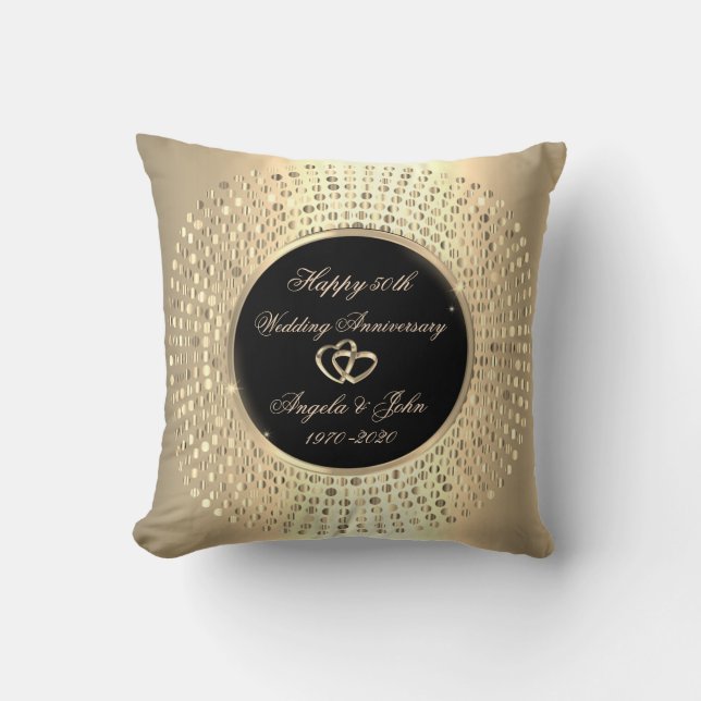 Stylish Chic Gold Dots 50th Wedding Anniversary Cushion (Front)