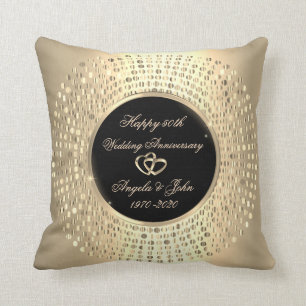 Stylish Chic Gold Dots 50th Wedding Anniversary Cushion