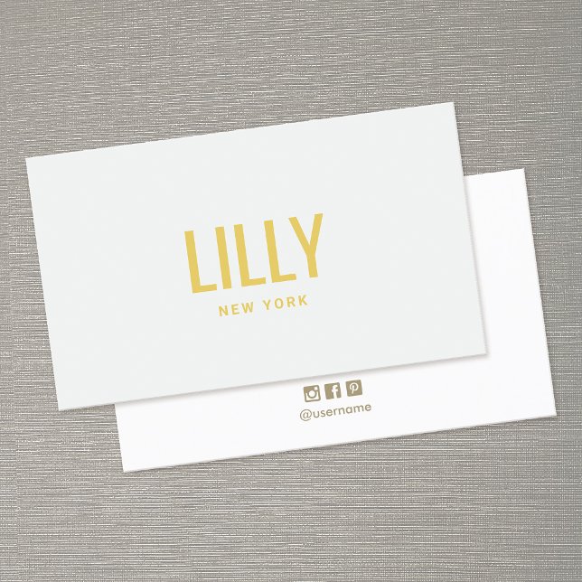 Stylish Chic Grey Yellow Typography Business Card (Creator Uploaded)