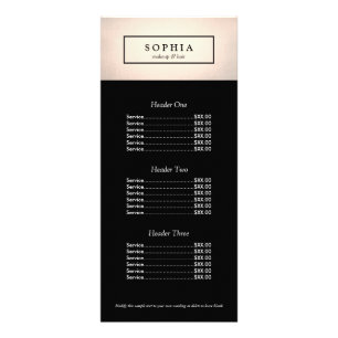 Stylish Chic Light Rose Gold Modern Price Menu