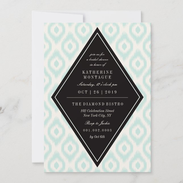 Stylish Chic Mod Diamond Ikat Ethnic Bridal Shower Invitation (Front)