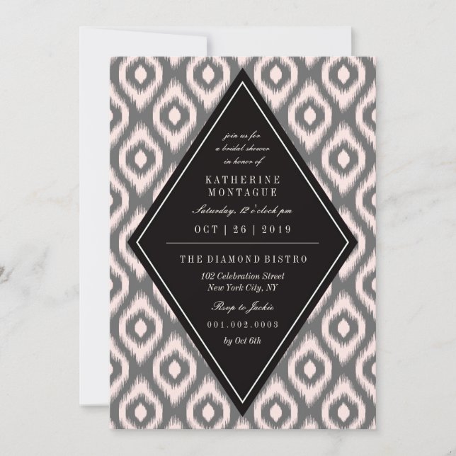 Stylish Chic Mod Diamond Ikat Ethnic Bridal Shower Invitation (Front)