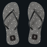 Stylish Chic Modern Black Ivory Greek Key Monogram Flip Flops<br><div class="desc">Designed by fat*fa*tin. Easy to customise with your own text,  photo or image. For custom requests,  please contact fat*fa*tin directly. Custom charges apply.

www.zazzle.com/fat_fa_tin
www.zazzle.com/color_therapy
www.zazzle.com/fatfatin_blue_knot
www.zazzle.com/fatfatin_red_knot
www.zazzle.com/fatfatin_mini_me
www.zazzle.com/fatfatin_box
www.zazzle.com/fatfatin_design
www.zazzle.com/fatfatin_ink</div>