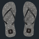 Stylish Chic Modern Black Ivory Greek Key Monogram Flip Flops<br><div class="desc">Designed by fat*fa*tin. Easy to customise with your own text,  photo or image. For custom requests,  please contact fat*fa*tin directly. Custom charges apply.

www.zazzle.com/fat_fa_tin
www.zazzle.com/color_therapy
www.zazzle.com/fatfatin_blue_knot
www.zazzle.com/fatfatin_red_knot
www.zazzle.com/fatfatin_mini_me
www.zazzle.com/fatfatin_box
www.zazzle.com/fatfatin_design
www.zazzle.com/fatfatin_ink</div>