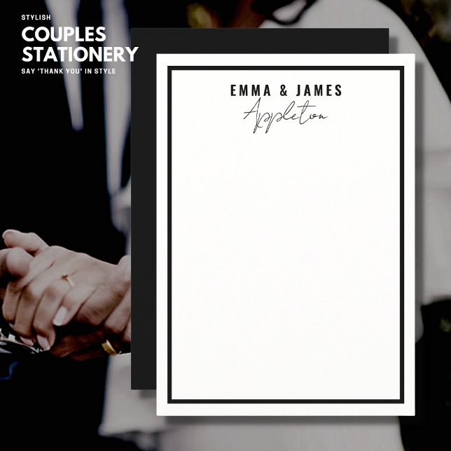 Stylish Chic Modern Couples Bride and Groom Border Card (Creator Uploaded)
