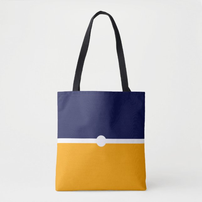 Stylish Chic Modern Navy Blue Yellow Colour Block Tote Bag (Front)
