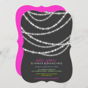 Stylish Chic New Year's Eve Sparkles Dinner Party Invitation