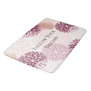 Stylish Chic Pink Floral  Bath Mat