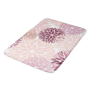 Stylish Chic Pink Floral Bridal Shower Bath Mat